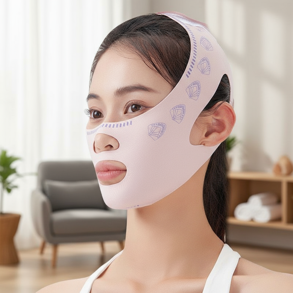 Bandagem Facial Esculpidora V-Line Cinta Massageadora Facial Redutora de Papada Cinta de Levantamento de Bochechas