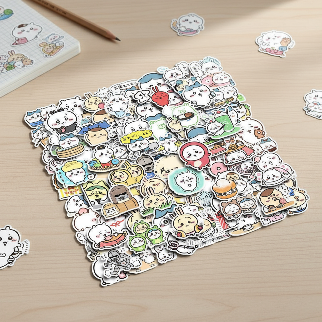  100PCS Adesivos Vinil à prova d'água Chiikawa - Decalques para celular, garrafa de água e laptop (presente fofo para