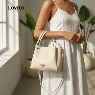 Lovito Saco de balde pequeno simples de alta qualidade, bolsa casual para ombro feminina LFA76051 em Oferta na Shopee