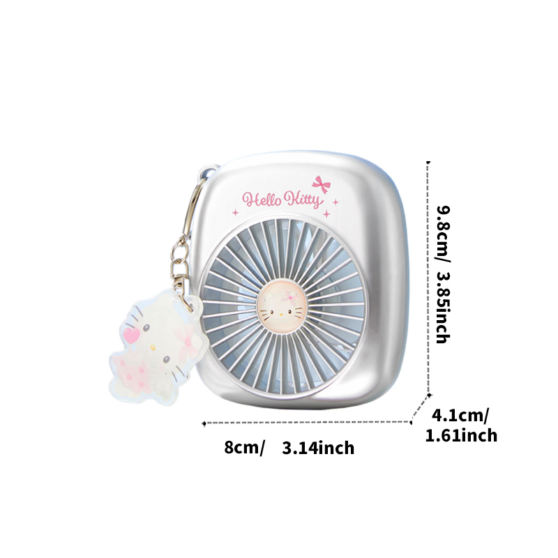 MINISO Sanrio Hello Kitty Series 500mAh Mini Ventilador Portátil Prateado Com Pingente De Personagem Chaveiro Presente D — imagem 2 de 2