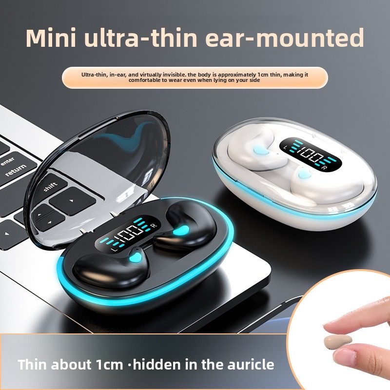 Fone de Ouvido Bluetooth Sleep X57 Condução Óssea Mini Redução de Ruído Display Digital Bateria Ultra-Longa