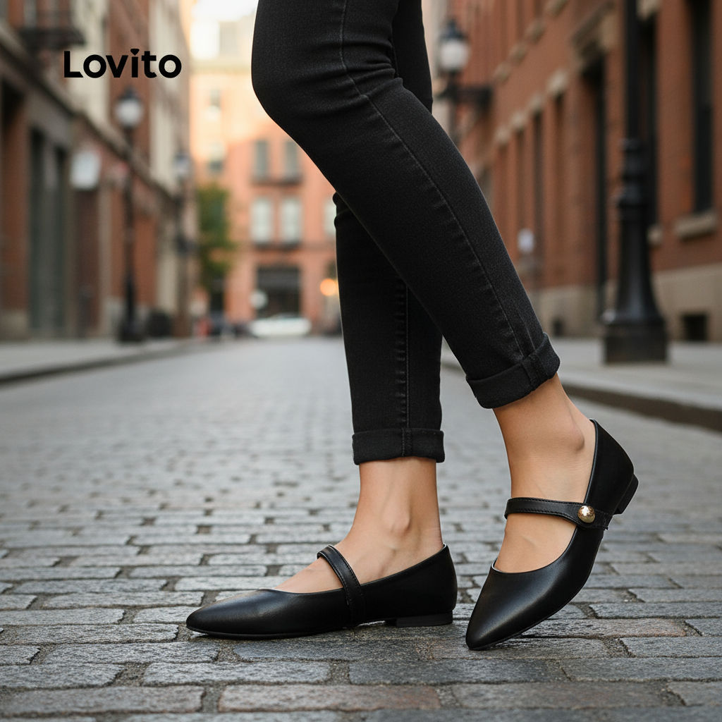 Lovito Mary Jane Vintage Feminina em Couro Macio Preto e Branco Confortável LFA69084 em Oferta na Shopee
