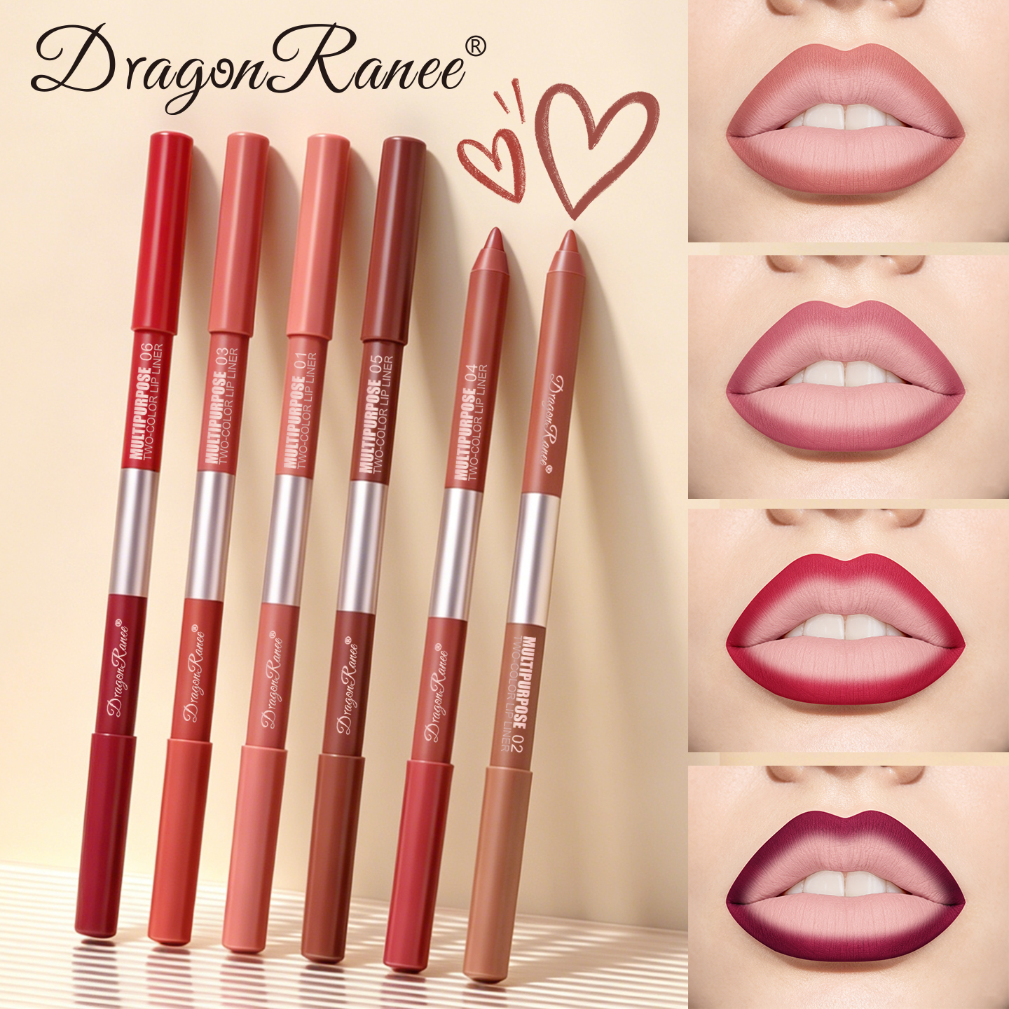 Lápis de Contorno Labial Matte à Prova d'Água de Ponta Dupla, Perfeito para Delinear e Preencher os Lábios · foto 2
