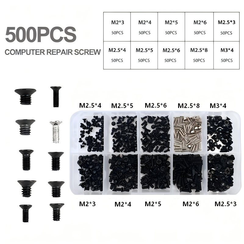 Um Conjunto Abrangente Kit De Sortimento De Parafusos Para Laptop , 500 Peças De Hardware Notebook De Mesa HP Dell Lenov