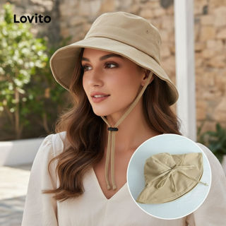 Chapéu Feminino Casual Lovito com Laço Liso, Estilo Básico, Modelo LFA21066 em Oferta na Shopee