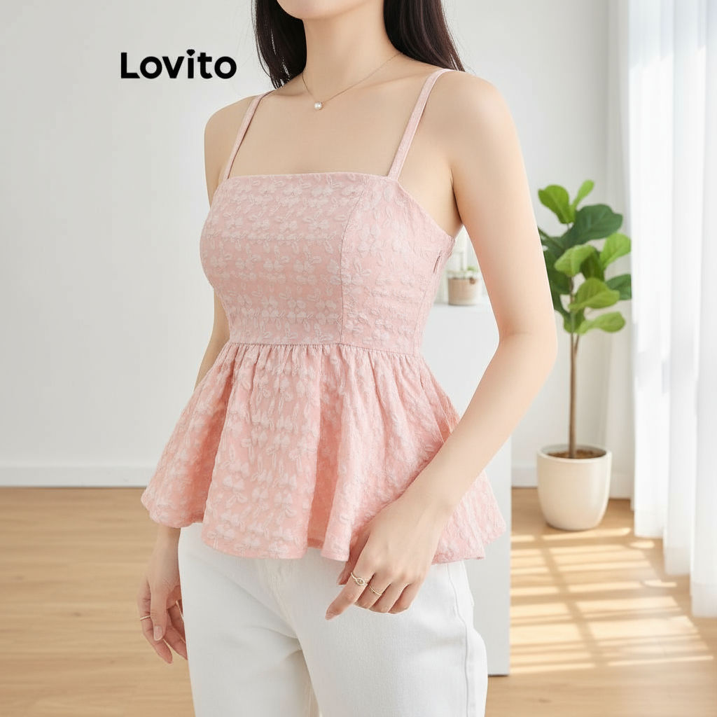 Lovito Regata Feminina Estilosa para Verão e Primavera L118ED381