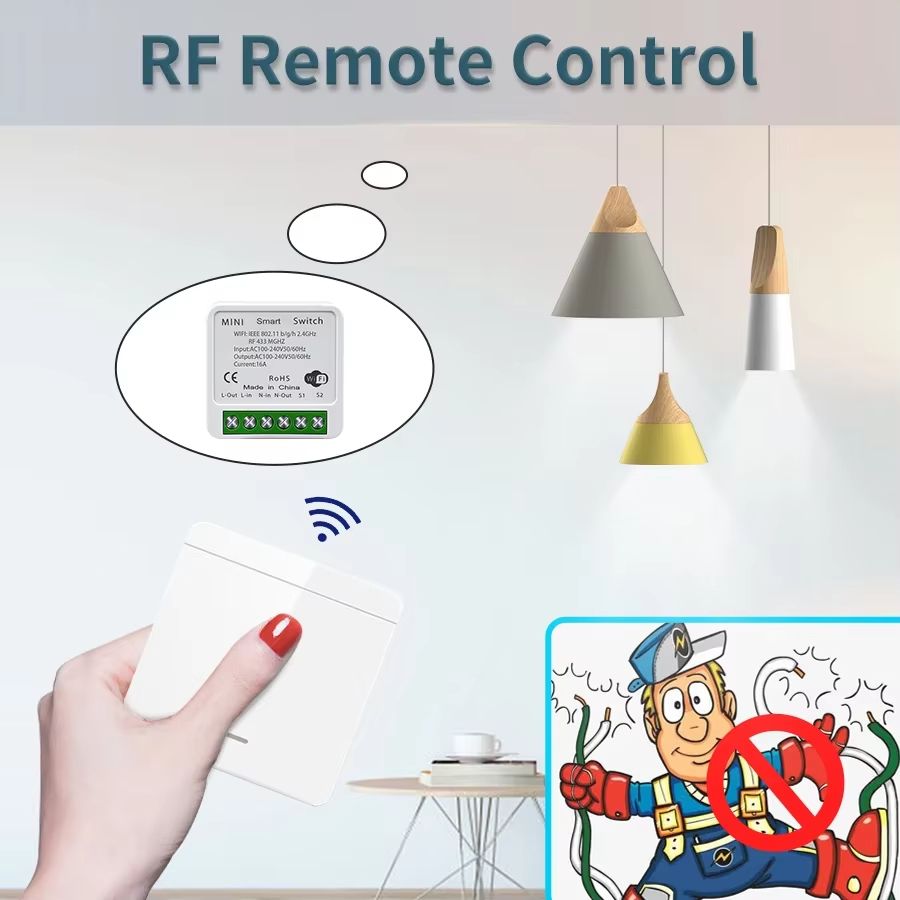 Interruptor Inteligente AXUS WiFi para Tuya 433MHz RF, Controle de Iluminação Sem Fio, Compatível com Alexa e Google — imagem 2 de 2
