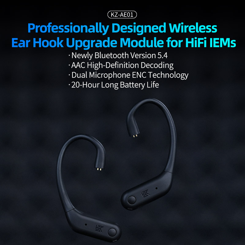 KZ AE01 Fones De Ouvido Sem Fio Gancho Bluetooth Caso Carregamento TWS C Pino Conector Esporte PR1 PRO DQ6 ZVX IEM Áudio