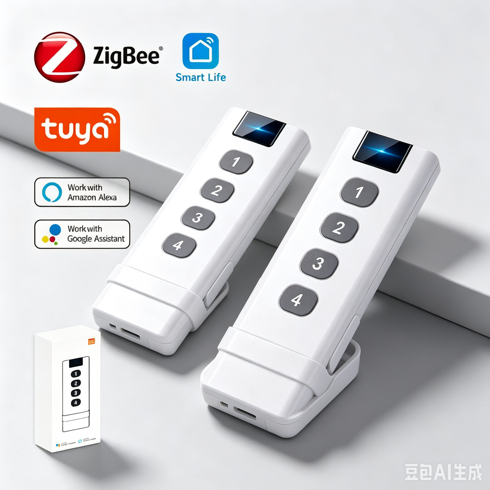 Para Controle Remoto Universal de 4 Canais ZigBee Tuya para Casa Inteligente com 4 Botões para Dispositivos de Vida
