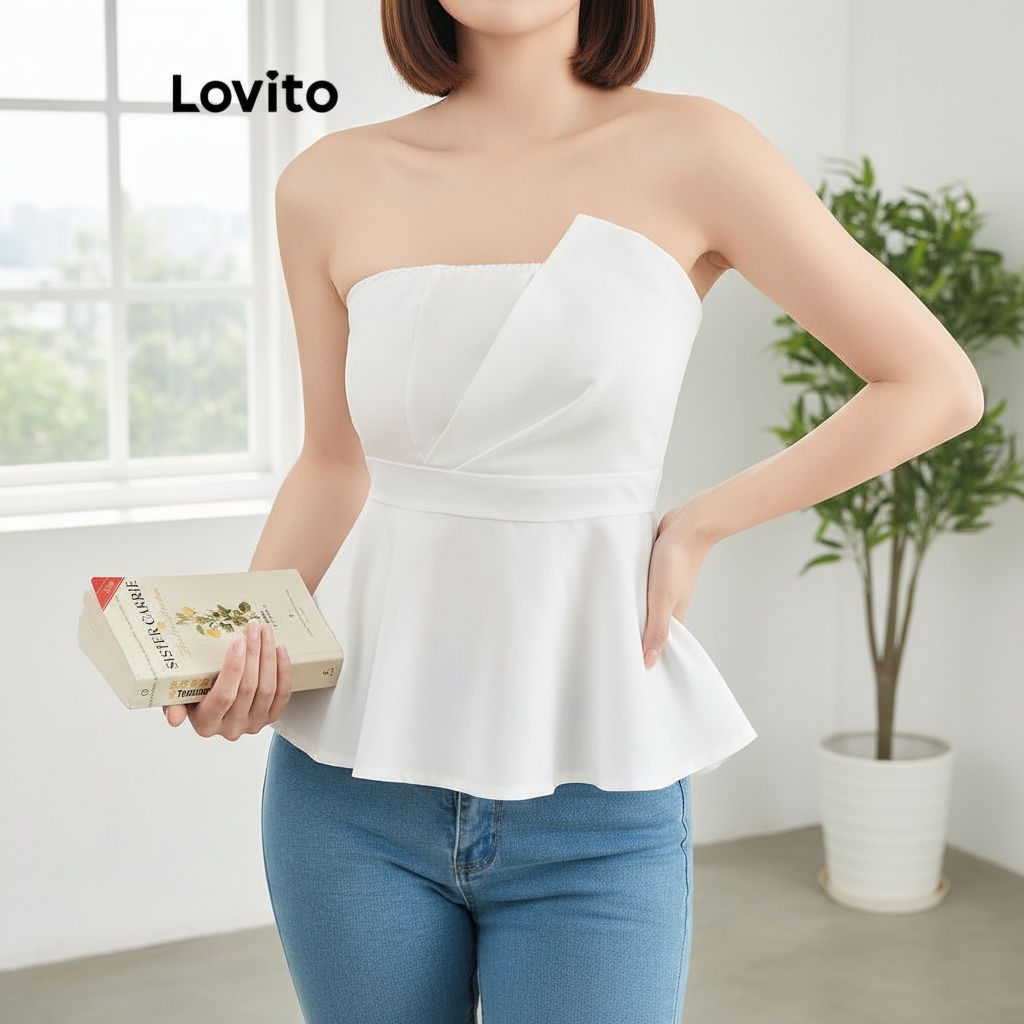 Lovito Regata Feminina Lisa Assimétrica e Elegante L108ED1032 em Oferta na Shopee