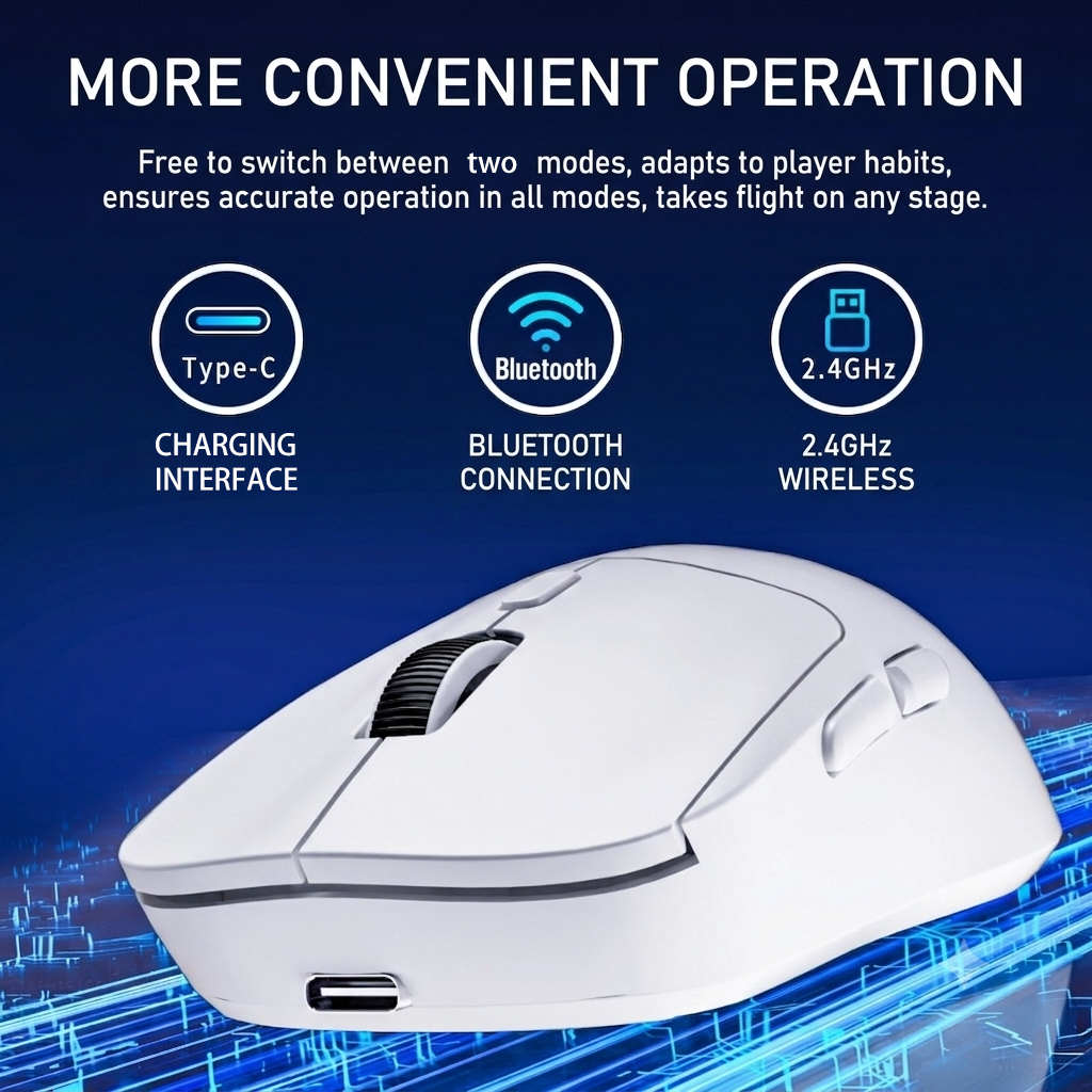 HXSJ 348 Rato gamer Bluetooth sem fio BT5.3, leve, ajustável, 10000 DPI, compatível com desktops e notebooks