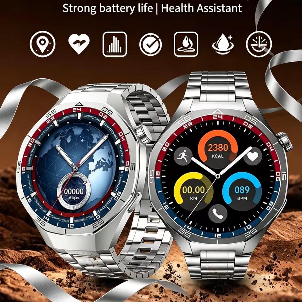 Novo Smartwatch Outdoor Unissex à Prova D'Água, Chamada Bluetooth, Monitor de Saúde, Tela Ultra Grande, Duas Pulseiras,