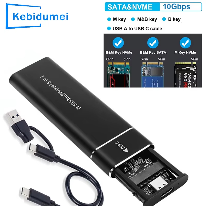 M2 SSD Caso M . 2 NVMe SATA Gabinete Adaptador 10Gbps USB 3.1 Tipo C Protocolo D