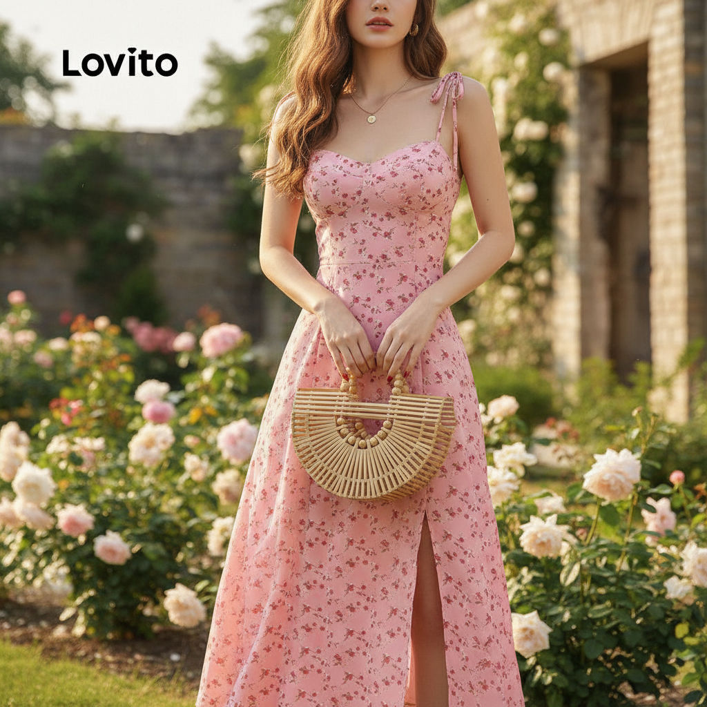 Lovito Vestido Feminino Casual Estampa Floral Delicada para Mulheres L99ED188 em Oferta na Shopee