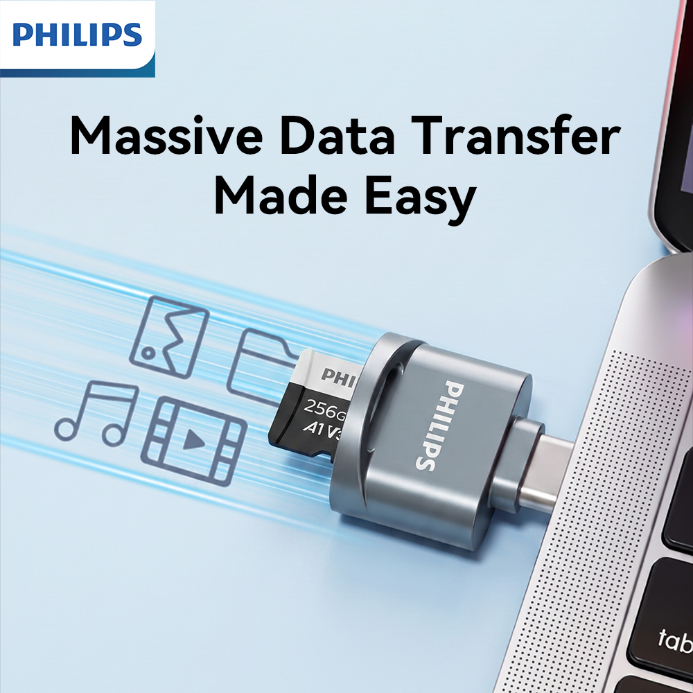 PHILIPS Cartão de Memória, Cartão SD e Leitor de Cartão Combo Tipo-C Pacote 2.0 Plug and Play Compacto Portátil para · foto 2