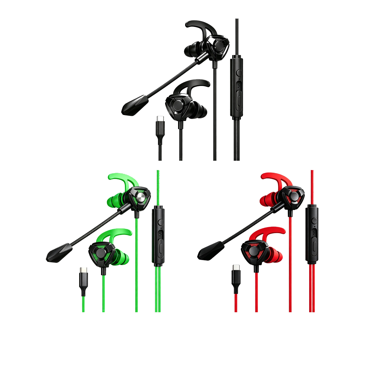 Fones De Ouvido G21 Tipo-C Para Jogos Com Fio Meio Intra-Auricular Digitais Controle Inferior Compatível Smartphones Som