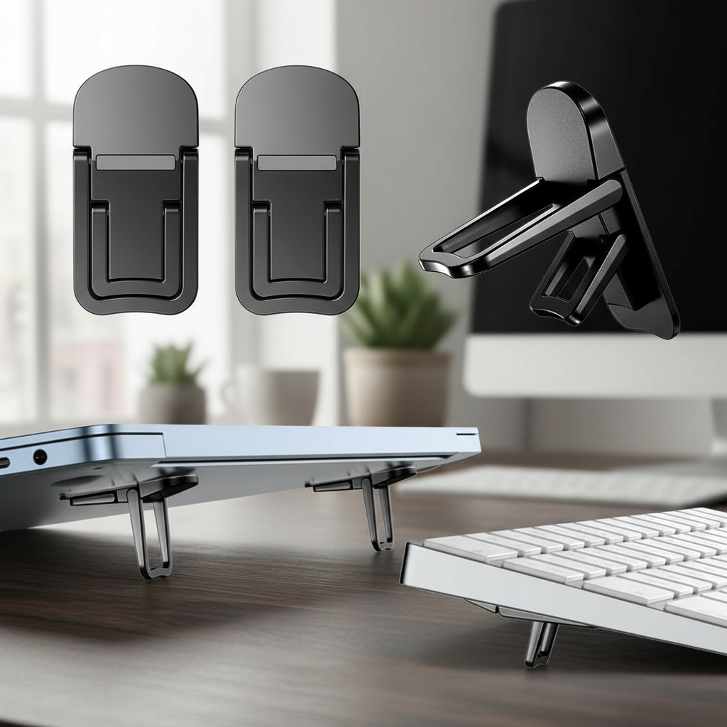 2 Pack Mini Suporte Dobrável para Laptop com Ângulo Ajustável para Mesa, Elevador para Teclado de Computador, Suporte