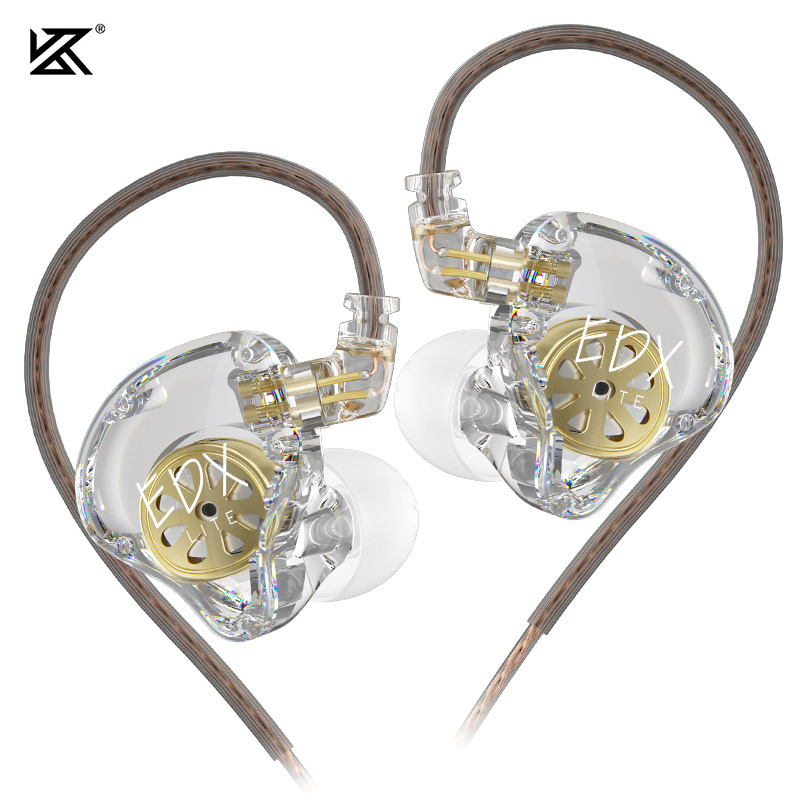 Fones de ouvido KZ EDX Lite HIFI, intra-auriculares estéreo com graves dinâmicos, cancelamento de ruído esportivo e cabo