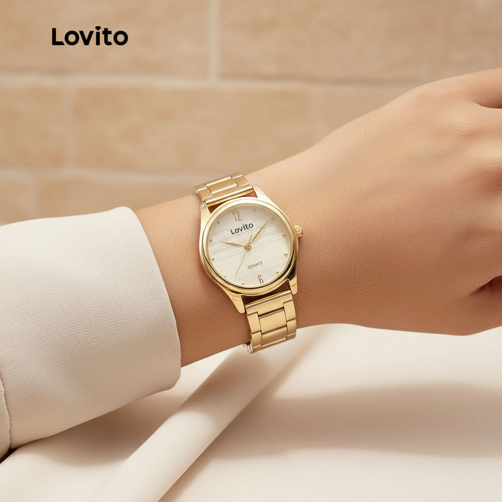 Lovito Relógio de Quartzo com Pulseira de Aço Inoxidável Liso LL4025\6