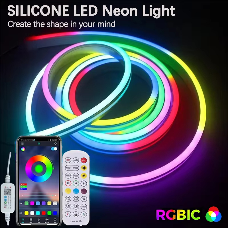 Tiras de Luzes LED RGB-IC 5m Controle Remoto por Aplicativo USB Iluminação Inteligente pa…