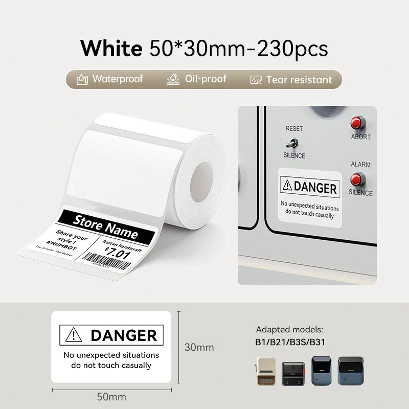 3 Rolos Mini Impressora De Etiquetas Portátil NIIMBOT B1/B1Pro , Fabricante De Adesivos Térmicos Com Papel 50x30mm Para