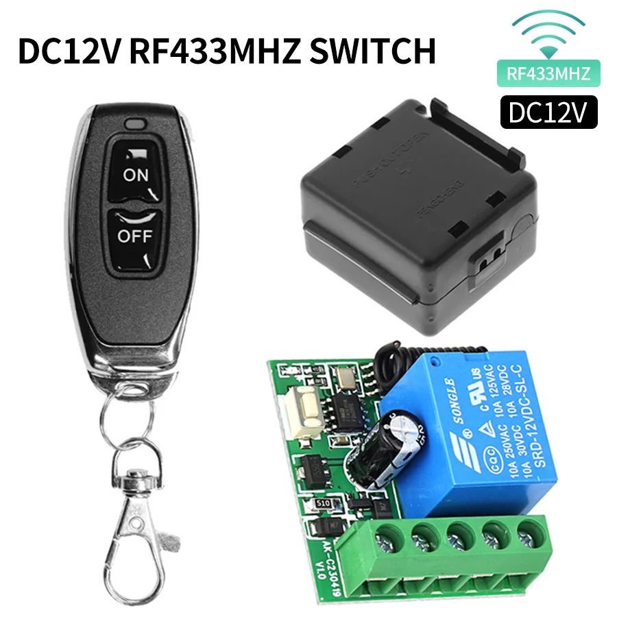 Interruptor de Controle Remoto Universal de Portão 433 Mhz DC 12V 10A Receptor de Relé Mini Módulo Controle Remoto para