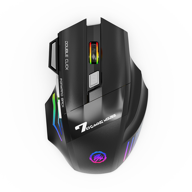 Mouse gamer sem fio 7 botões, modo duplo, recarregável TYPEC, silencioso, iluminação colorida para PC