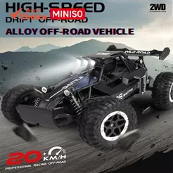 Carro RC Off-Road em Liga de Alta Velocidade – Controle Remoto com Luzes LED e Amortecedores Independentes, Caminhão