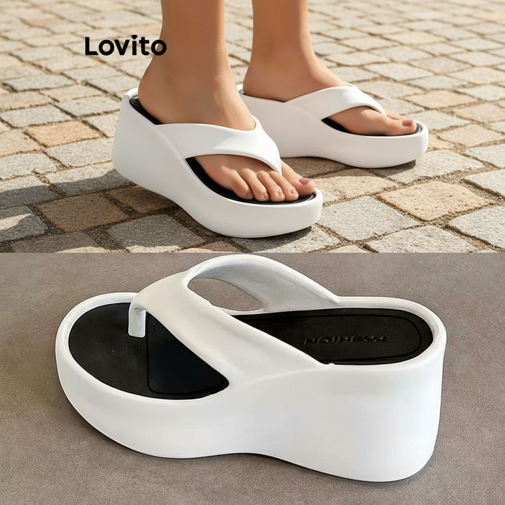 Sandália Rasteira Feminina Lovito Casual com Sola Grossa Antiderrapante LFA62266 em Oferta na Shopee