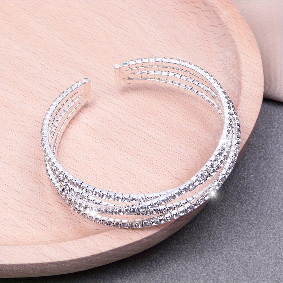 Conjunto de acessórios femininos com pulseira de gota d'água prata, cravejada de diamantes, em estilo de correntes
