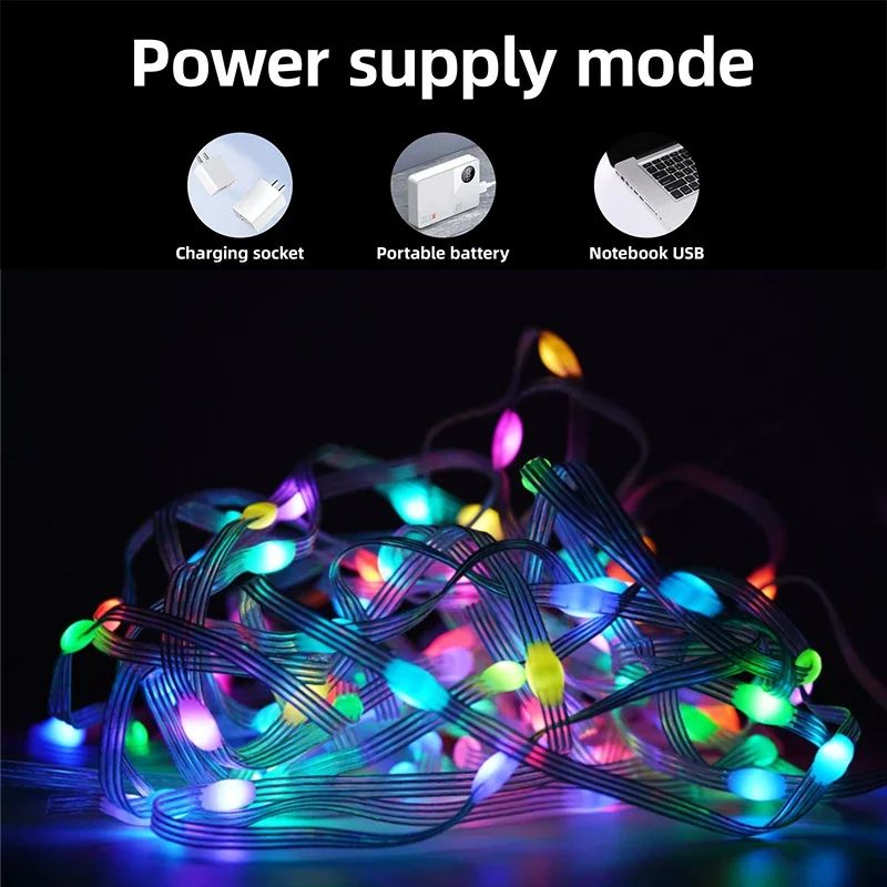 SAIMILI 20m Dreamcolor Luzes De Natal Corda WS2812B RGBIC Iluminação Endereçável Festa De Casamento Guirlanda Decoração