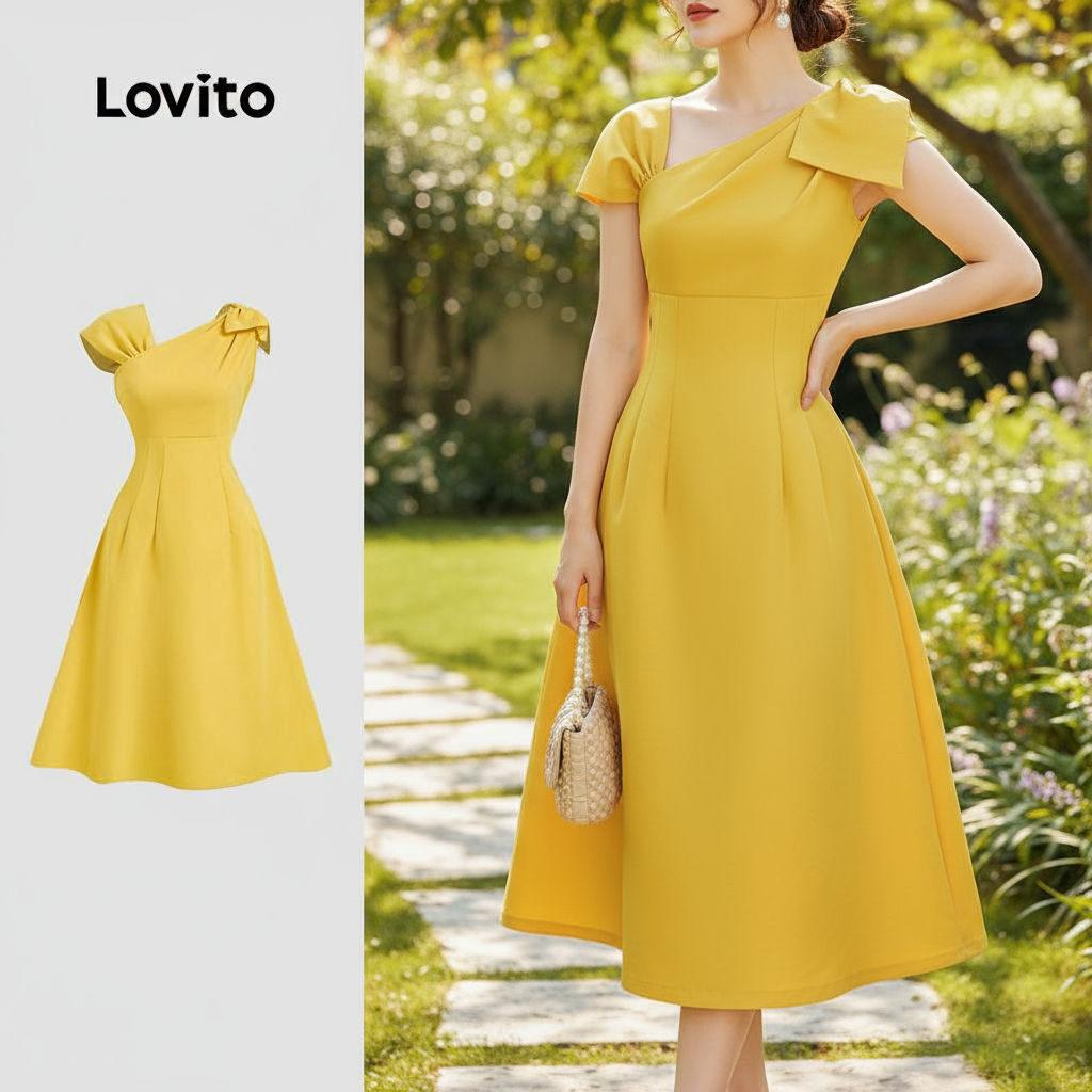 B135-JUN25-B-2-Design de ombro assimétrico cintura estreita A-Hem temperamento vestido feminino-DRB135P2D157