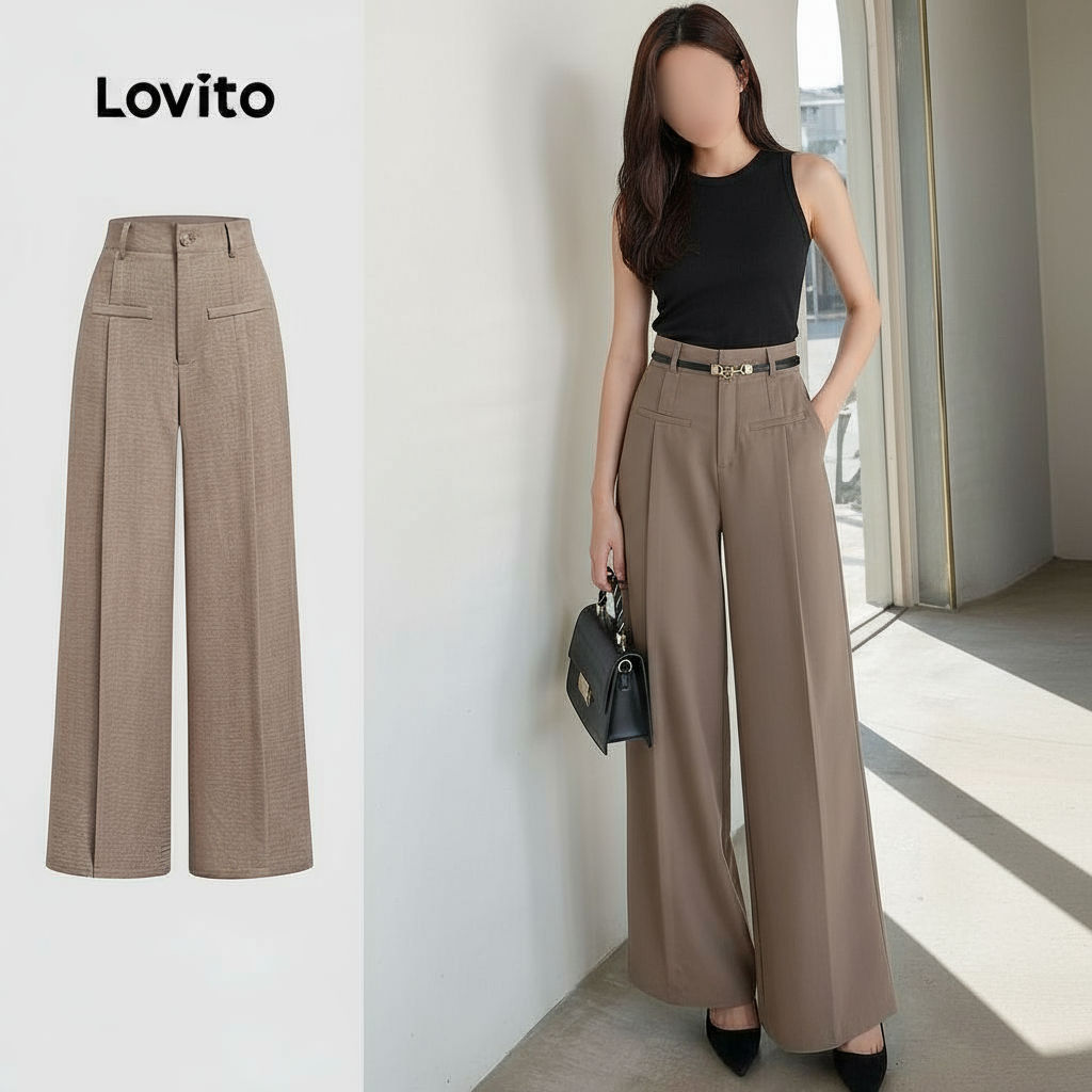 B135-JUN25-B-4-Calças decorativas plissadas com padrão de duas cores-PTB135P2D395 em Oferta na Shopee