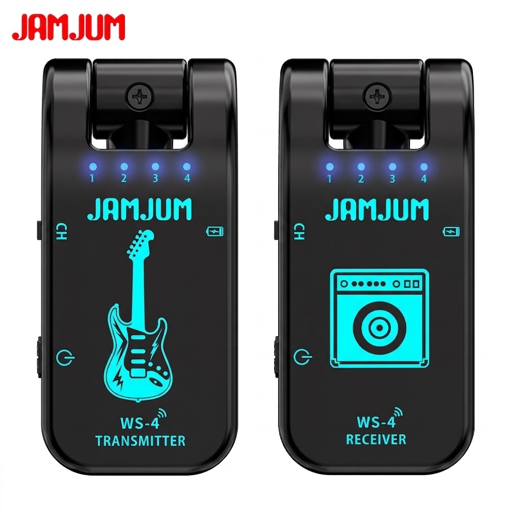 Sistema de guitarra sem fio recarregável WS-4, transmissor e receptor de áudio d