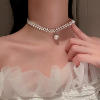 Colar de pérolas em três fileiras, colar de pérolas com contas, colar de pérolas clavícula para mulheres