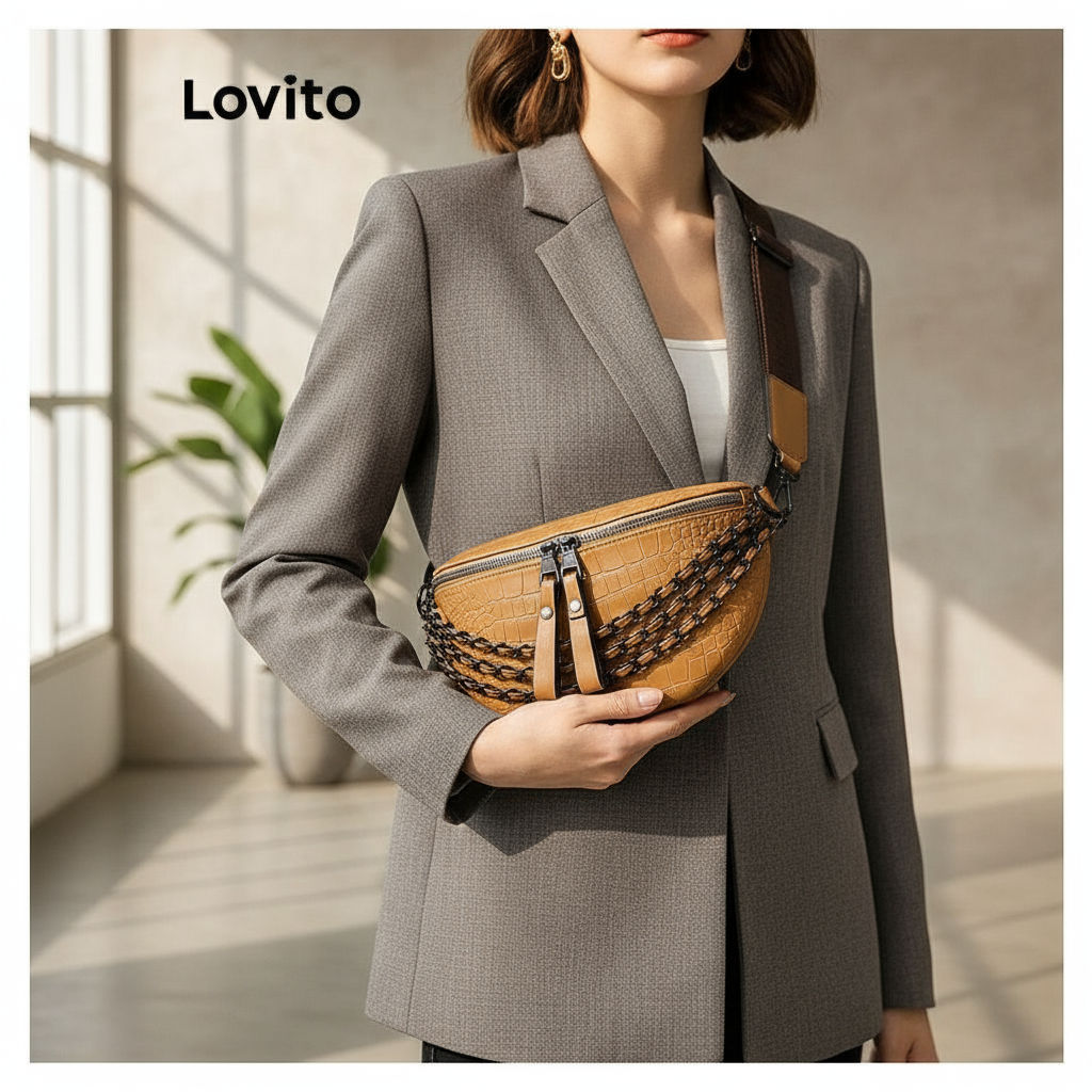 Lovito Bolsa Tiracolo Pequena Feminina Casual com Corrente LFA57077 em Oferta na Shopee