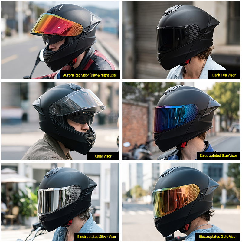 Capacete De Motocicleta Modular Unissex Com Lente Dupla Flip up Para Todas As Estações Homens E Mulheres · foto 2