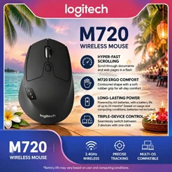 Logitech M720 Mouse Sem Fio Bluetooth, Ergonômico, Multi Dispositivos, Troca Fácil, Rastreamento Óptico, Bateria de