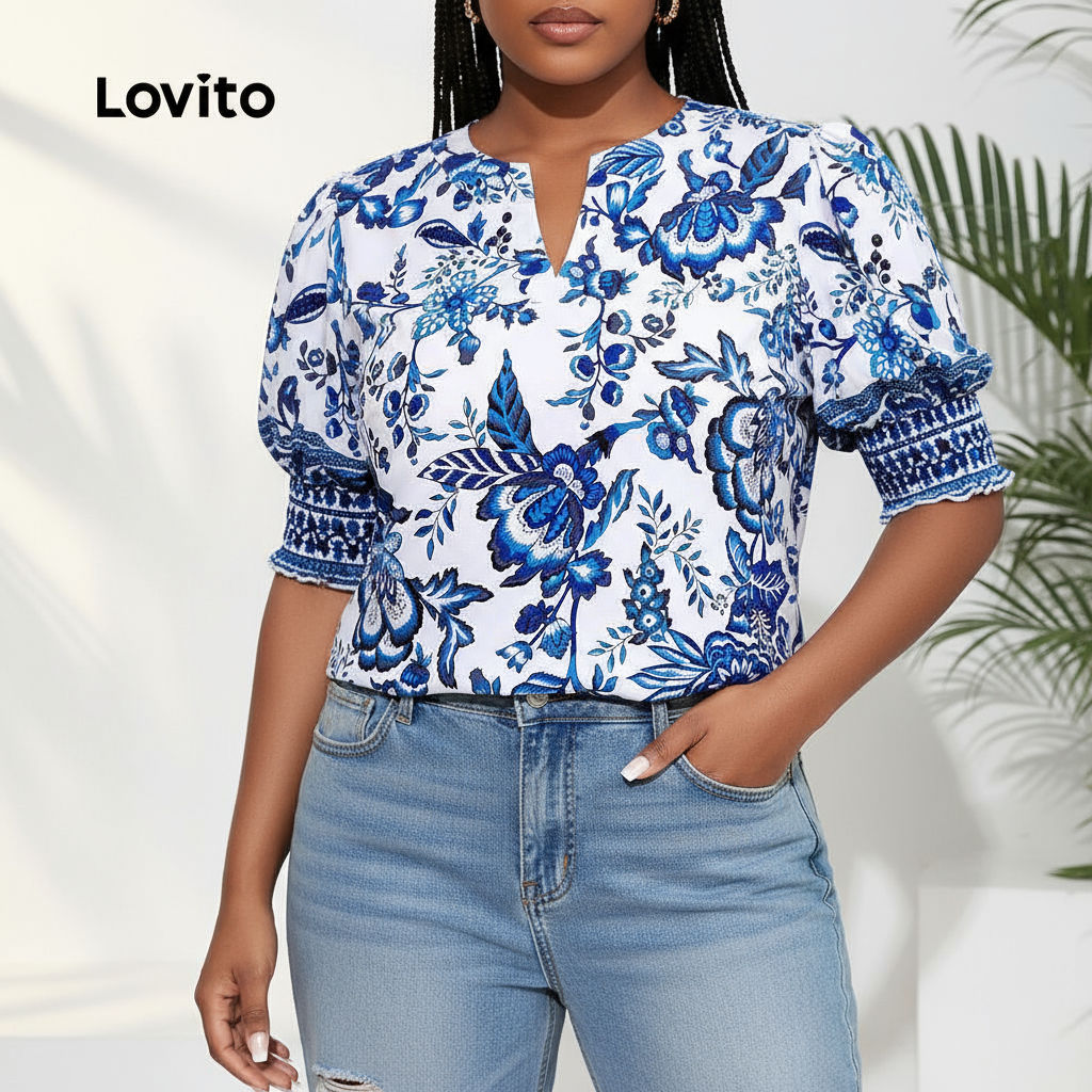 Lovito Blusa Plus Size Curve Boho Estampa Tribal Multicolorida Primavera/Verão Feminina LNE1032X054 em Oferta na Shopee