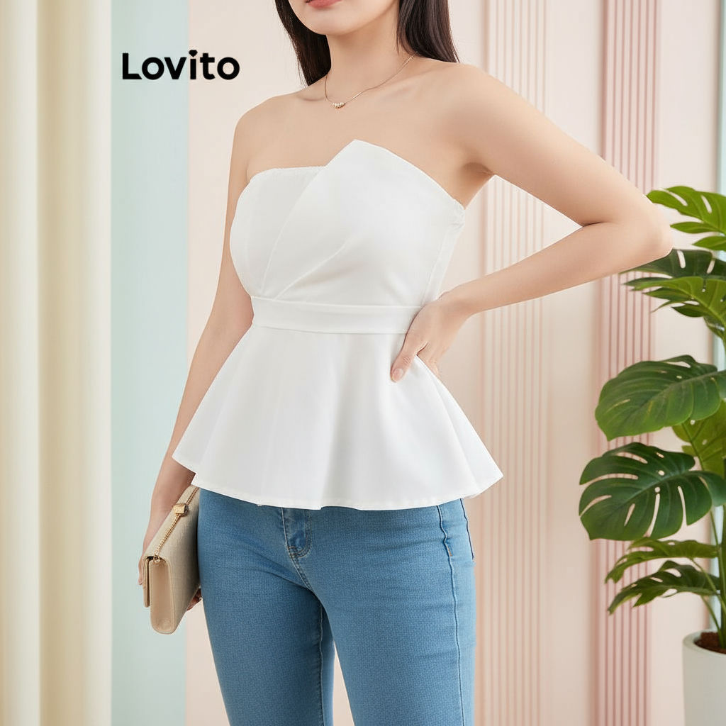 Lovito Regata Feminina Lisa Assimétrica e Elegante L108ED1032 em Oferta na Shopee