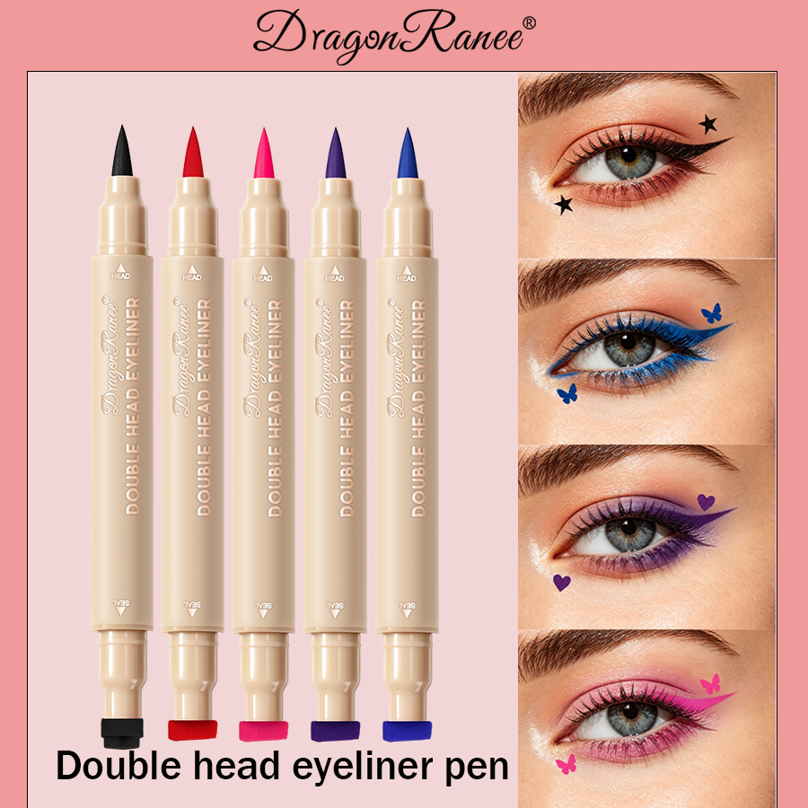 Caneta Delineadora Colorida À Prova D'água-Ponta Dupla De Gel De Cor Fácil , Pincel Essencial De Maquiagem Para Férias ,