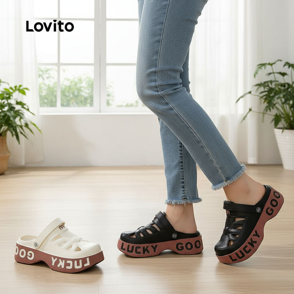 Lovito Sandálias Femininas Casuais Colorblock com Solado Grosso e Antiderrapante LFA76356 em Oferta na Shopee