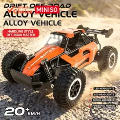 Carro RC Off-Road de Liga de Alta Velocidade – Controle Remoto com Luzes LED e Amortecedores Independentes, Caminhonete