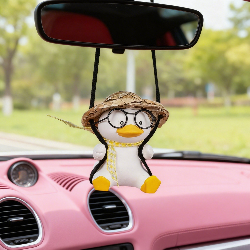 Pingente de carro balanço óculos pato pendente de carro enfeite pendente aromaterapia retrovisor pendente decoração de