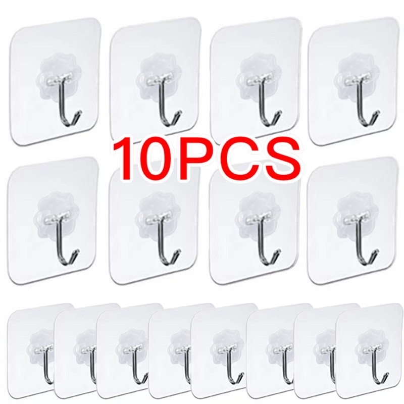 1/10 Pçs Gancho De Parede Adesivo Reutilizável Anti-skid Traceless Resistente Vara Na Sala De Banho Cozinha