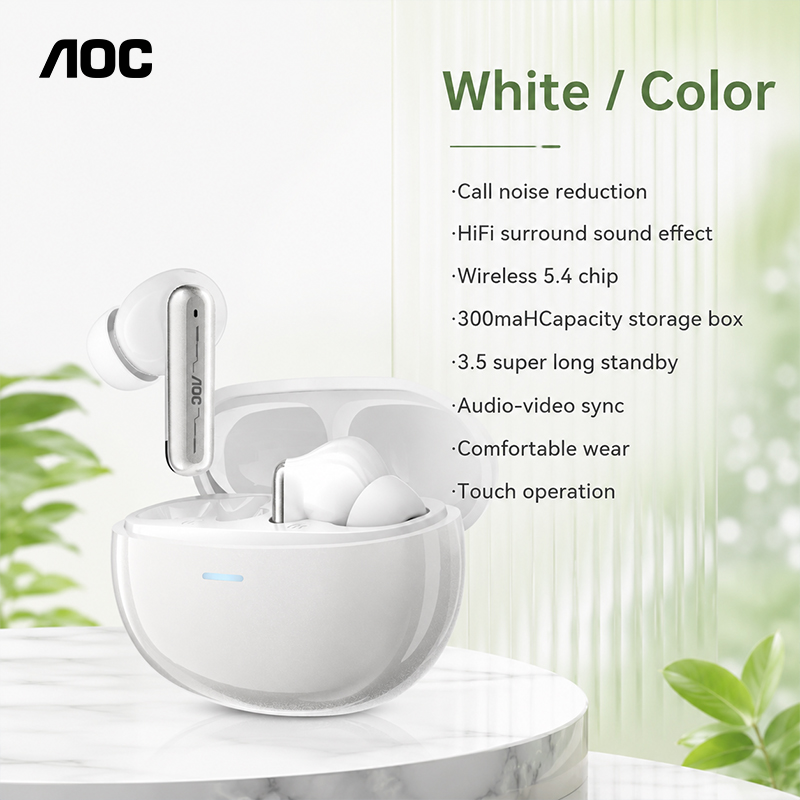 AOC ACT4615 Fones de ouvido canceladores de ruído Fones de ouvido Bluetooth Fones de ouvido com 6 microfones Matriz de