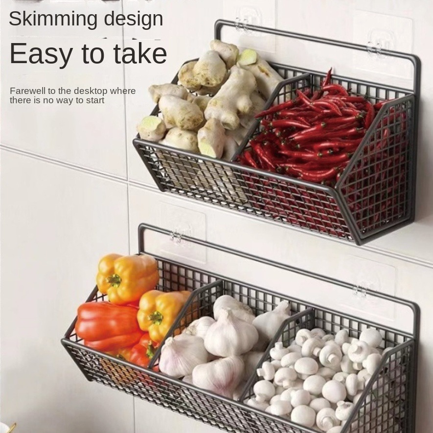 Cesto de Armazenamento de Cozinha, Prateleira, Suporte de Parede para Temperos, Cesto de Legumes, Armário Sem