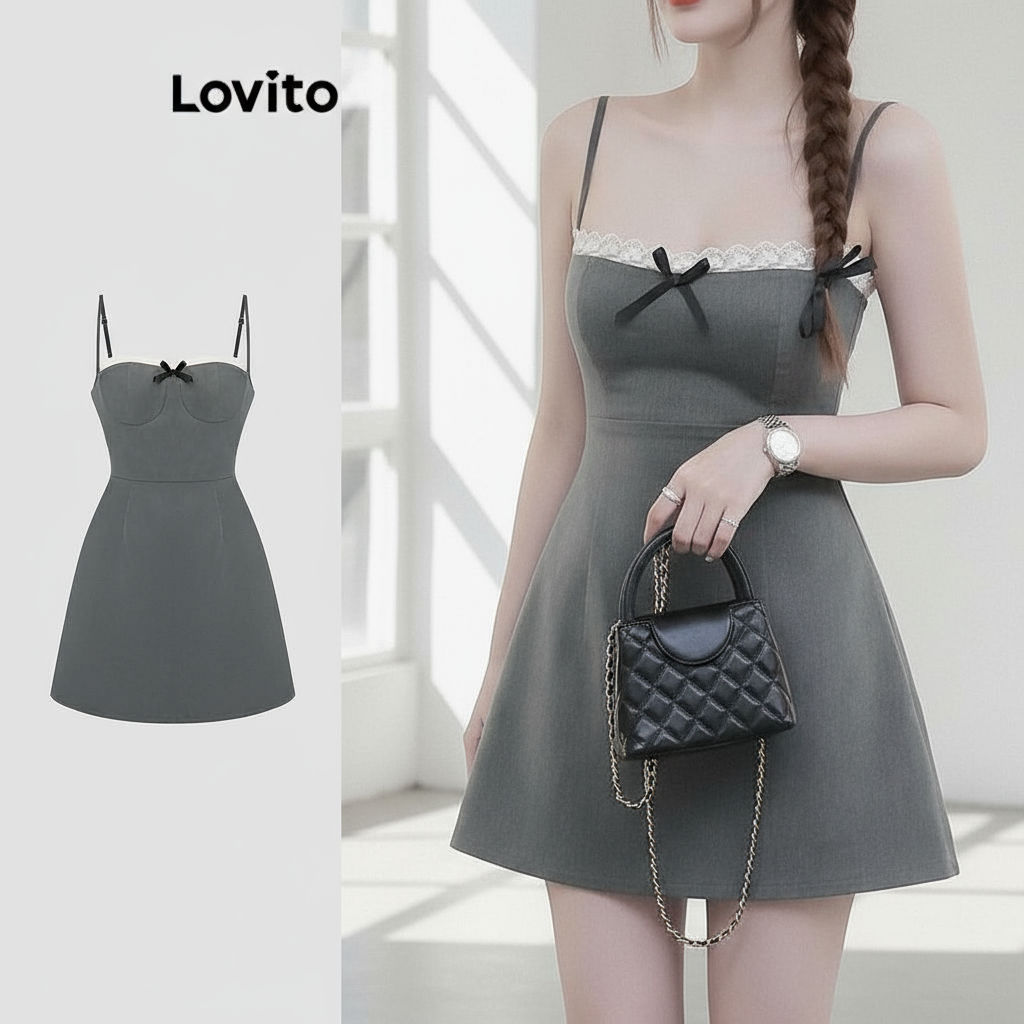 Lovito Vestido Feminino Casual Liso com Bolso e Botão L114ADDR594 em Oferta na Shopee