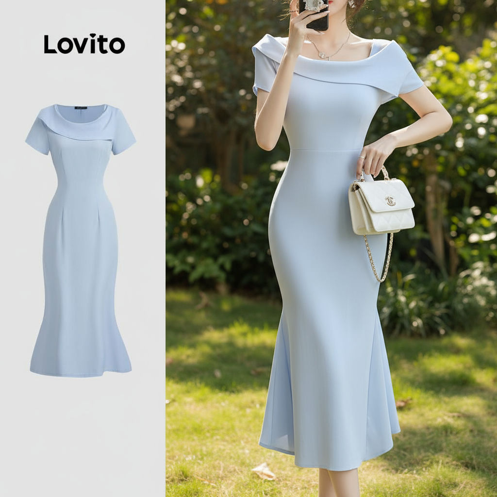 Lovito Vestido Feminino Assimétrico Elegante, Leve e Confortável para Primavera/Verão L137ED771