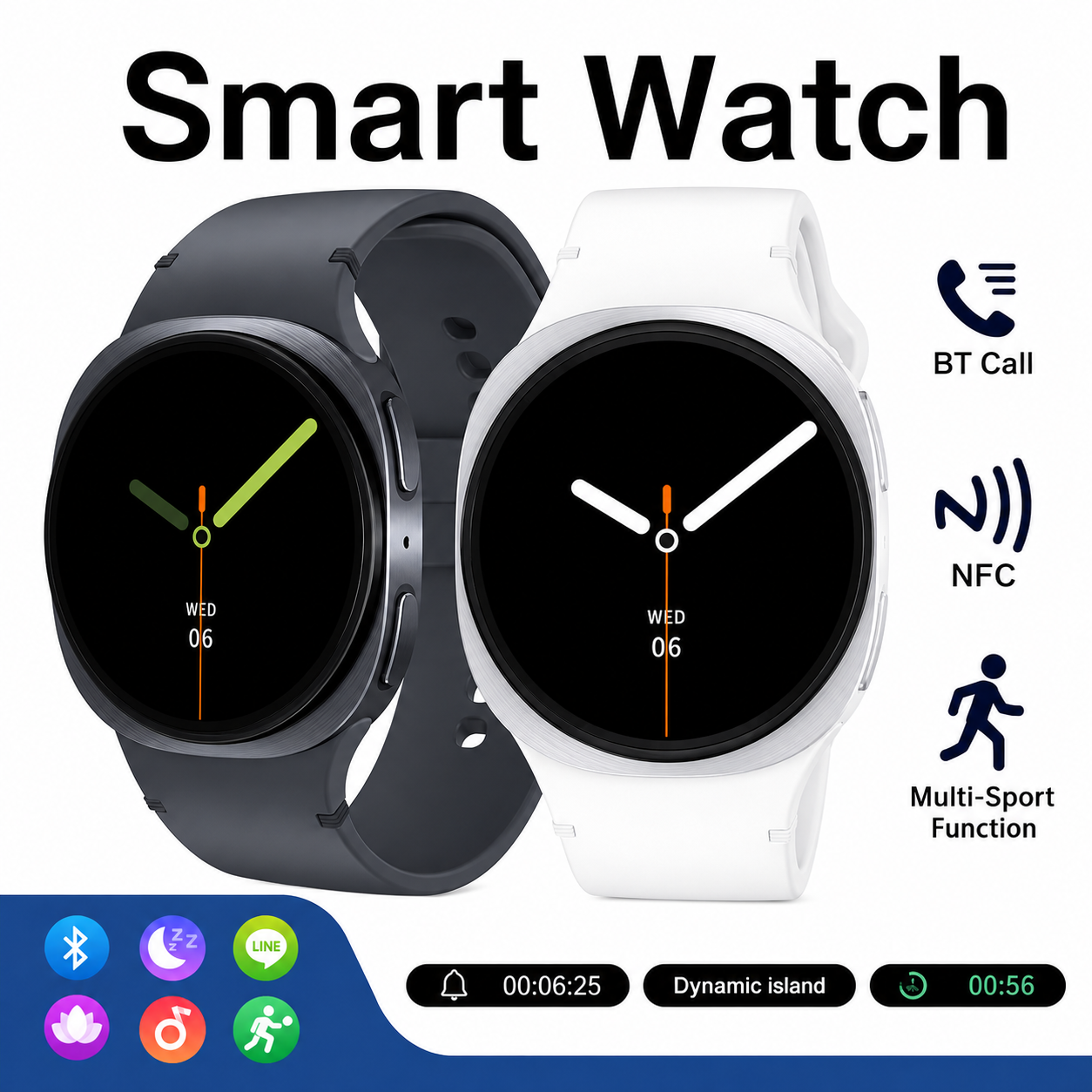 LAXASFIT Smartwatch Relógio Inteligente 1.28 " HD Game Dial Carregamento Sem Fio Bluetooth Chamada Fitness Tracker Sport